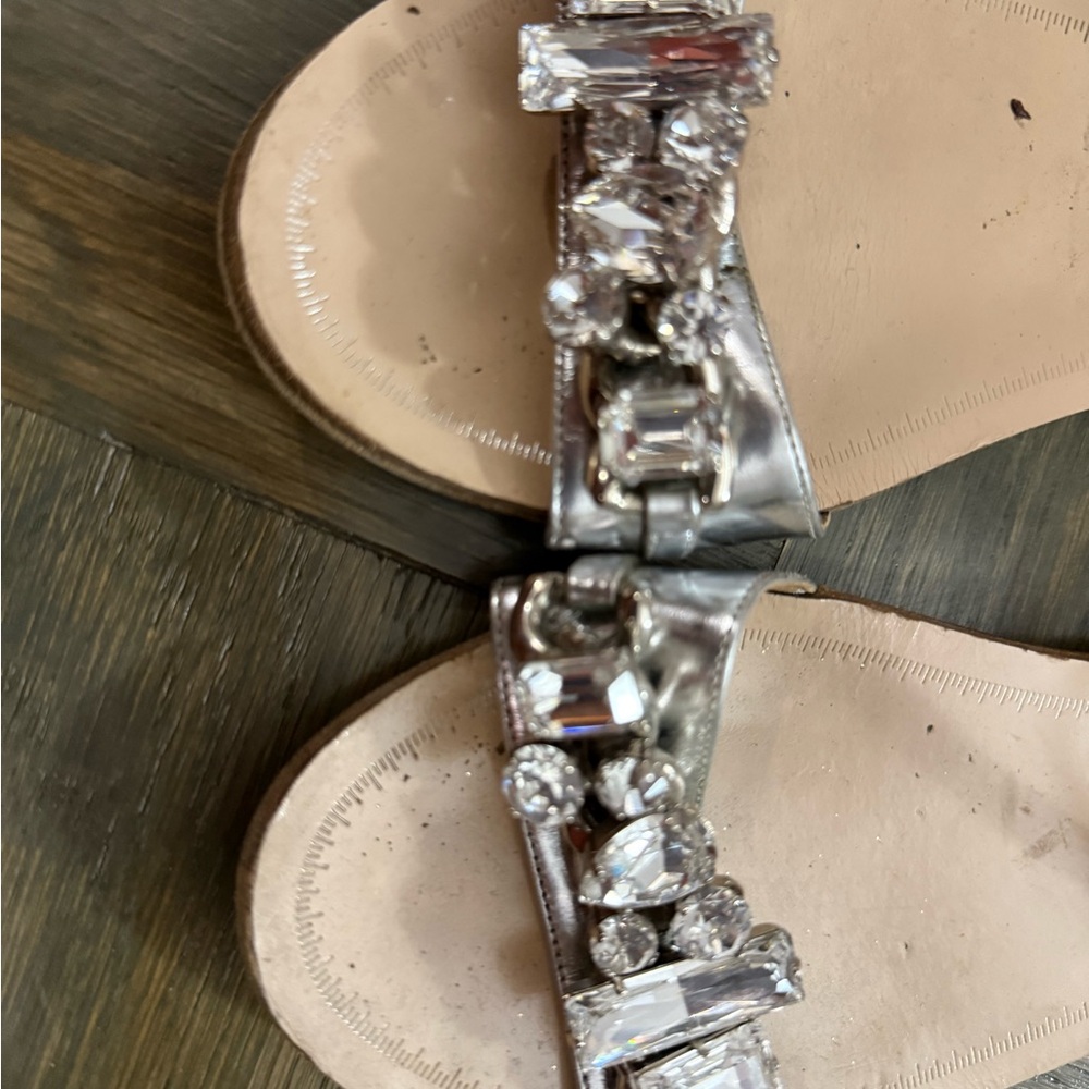 Miu Miu Metallic Silver Strappy Sandals - Picture 2 of 4